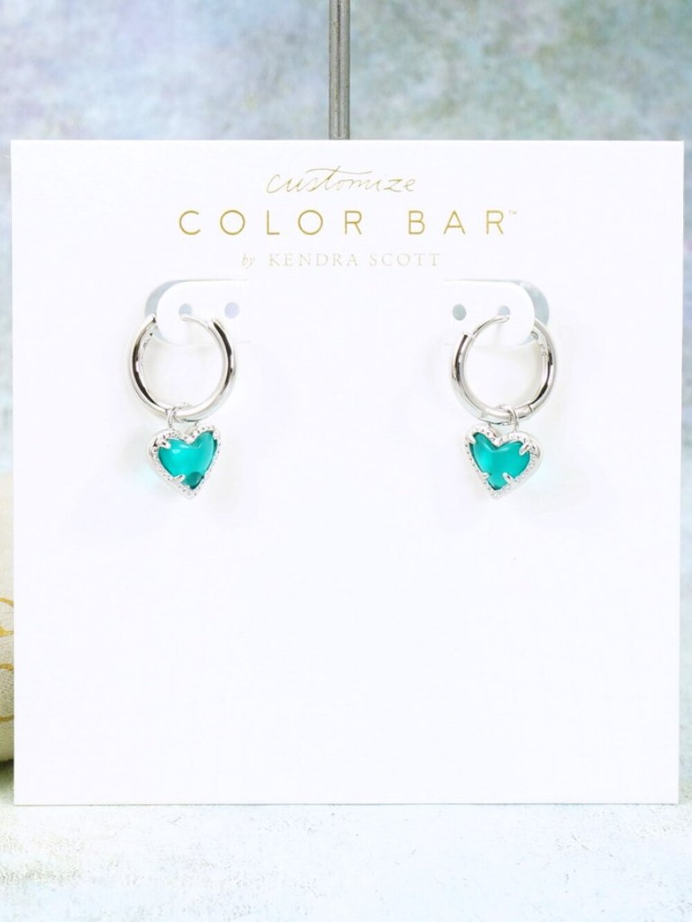 Kendra Scott Ari Heart Huggie London Blue Earrings Silver Tone December